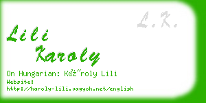 lili karoly business card